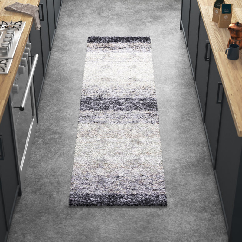 Mena Abstract Gray/Ivory Area Rug, Runner 2'2" x 9'