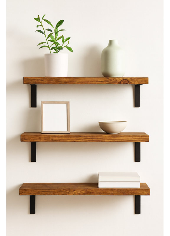 La Grange Wood Shelf  36''L x 8''W x 2''H Whiskey Brown, 2" H x 36" W x 8" D