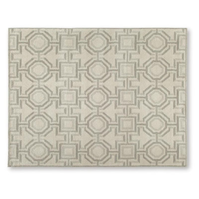 Tapis Moca, motif géométrique, polypropylène gris et ivoire 8 x 10