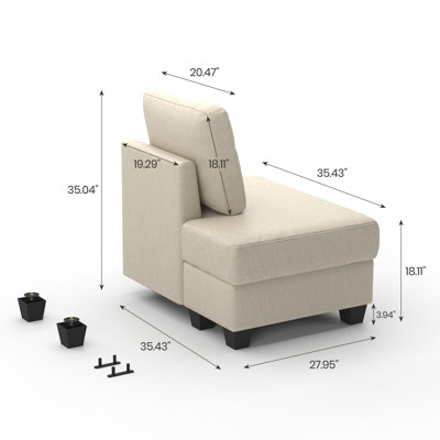Faux Leather Left Chaise Ottoman