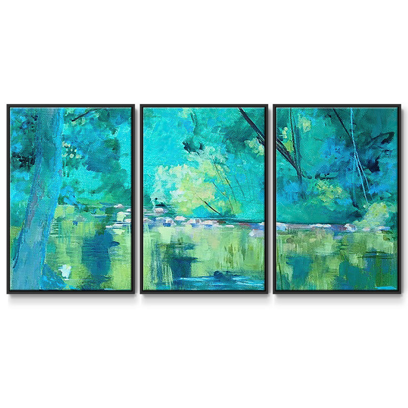 Housatonic River 3 pièces, H 24 po x l 48 po x P 2 po, Cadre noir