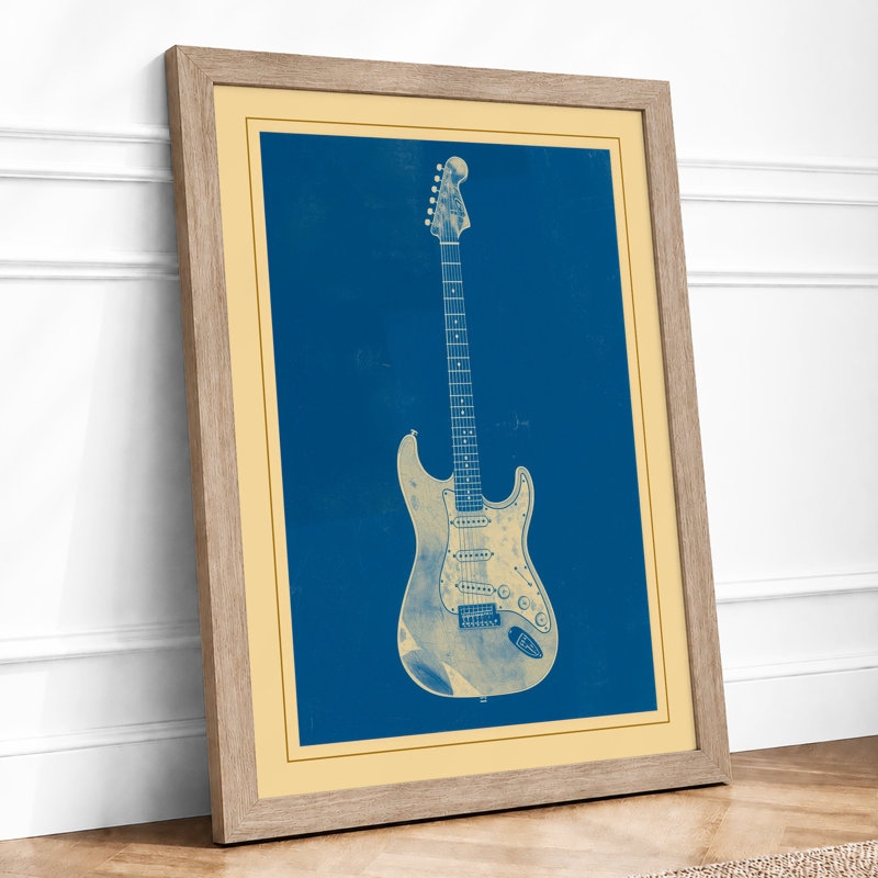Fender Stratocaster Minimalist - Print, Oak, A4 - 29.7 x 21.0 cm