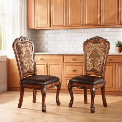 Ensemble de 2 chaises d'appoint rembourrées avec dossier arqué et pieds à griffes pour la cuisine et la salle à manger