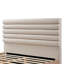Structure de grand lit plateforme, tissu taupe, fabrication en bois d'ingénierie, cadre sans sommier nécessaire pour une chambre à coucher classique moderne, tête de lit Boucle, capacité de poids élevée