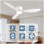 Ventilateurs de plafond encastrés intelligents de 52 po avec télécommande, moteur à courant continu silencieux, ventilateur de plafond blanc intérieur à profil bas, commande avec application Alexa WIFI, à intensité variable, pales en ABS, pour patio de chambre à coucher moderne-639768822