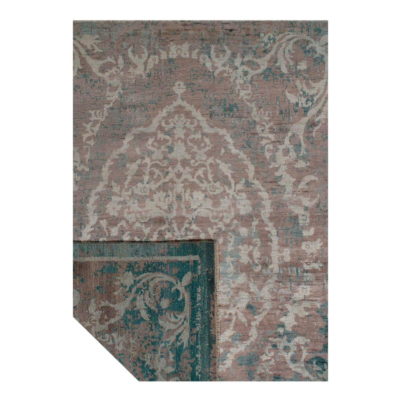 Tapis oriental vert en laine / coton noué à la main 8 pi 1 po x 10 pi 2 po Oriental