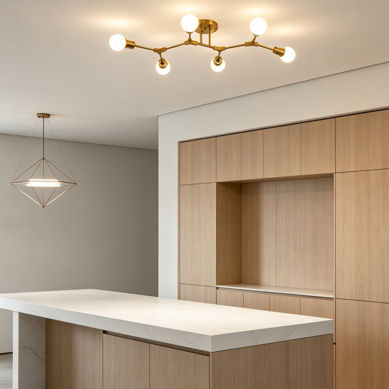 Plafonnier semi-encastré Modern, 6, H 5,9 po x l 35,4 po x P 6,3 po
