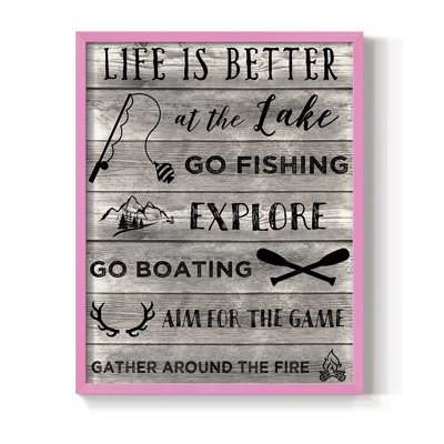 Life is Better at the Lake Framed Print - Solid Wood