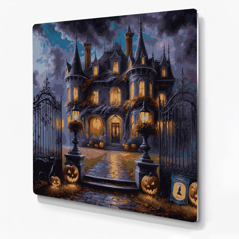 Image d'Halloween victorienne d'Halloween, art mural en métal mauve, H 16 po x l 16 po