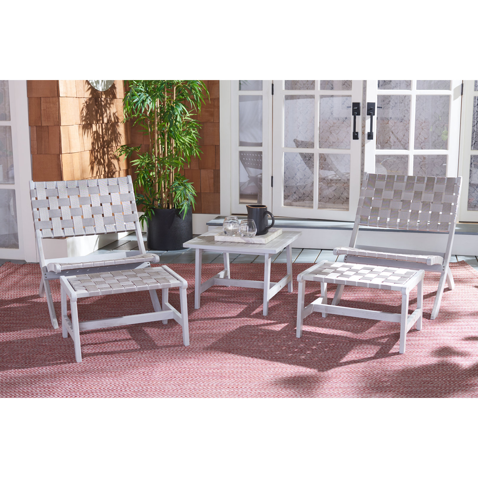 2-Person Acacia Patio Seating Group, Gray