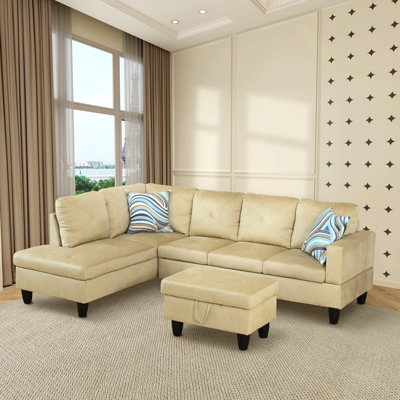 Canapé modulaire rembourré de 97 po avec repose-pieds Jibrael
