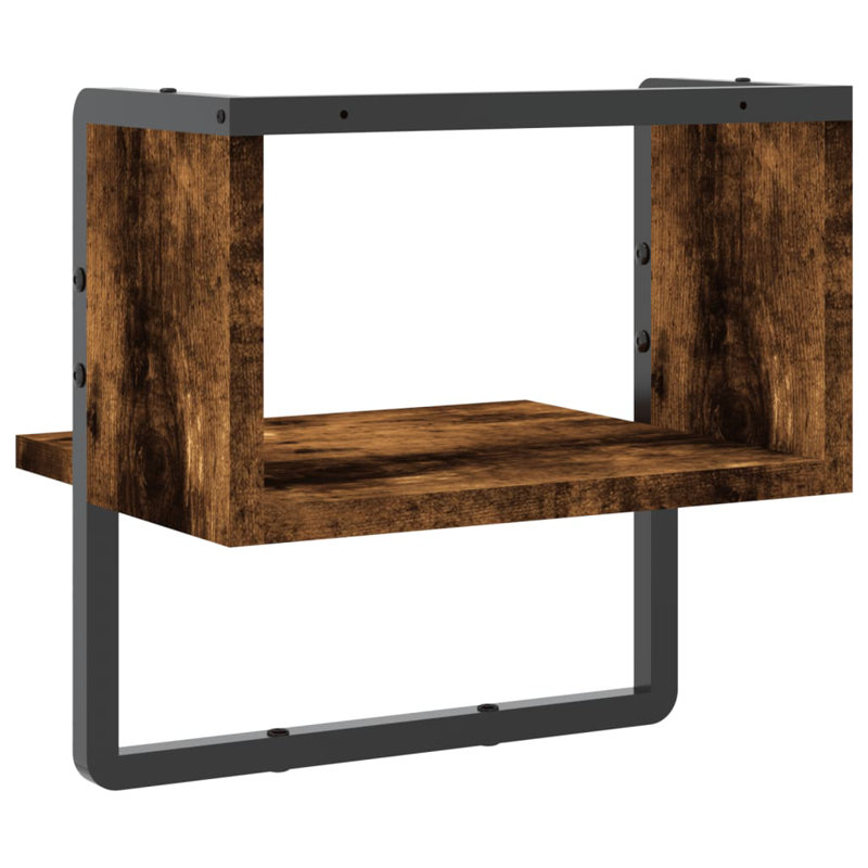 Narita Bracket Shelf, Smoked Oak, 30cm H x 30cm W x 25cm D