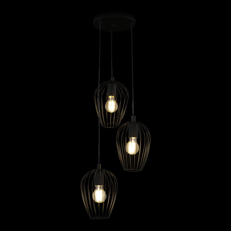 Erwon 3 - Light Matte Black Cluster Pendant