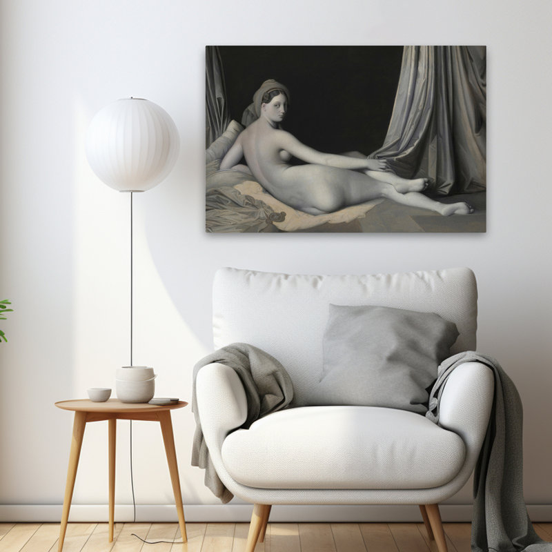 Odalisque en grisaille, 1824-34 (monochrome) - musée figuratif, études, nu d'art gris neutre, H 24 po x l 36 po
