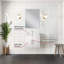 Meuble-lavabo simple.   Ensemble de comptoir en quartz, miroir et robinet-1943159821