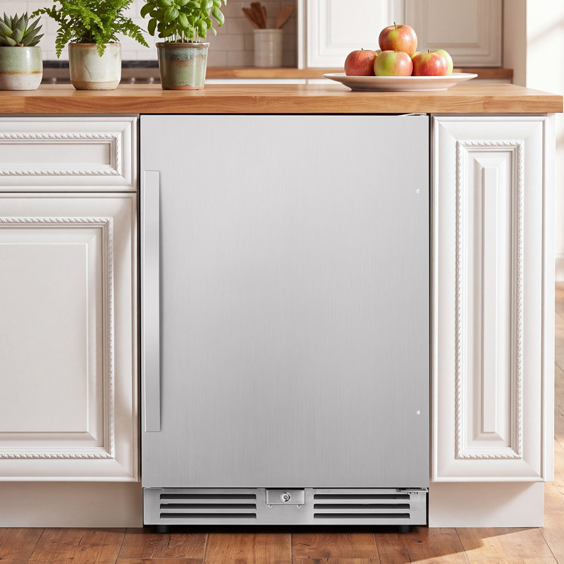 24" Beverage Refrigerator - 190 Can Capacity, Reversible Door, Built-In or Freestanding Beer Fridge, Soda & Drink Cooler with Glass Shelves & LED Light