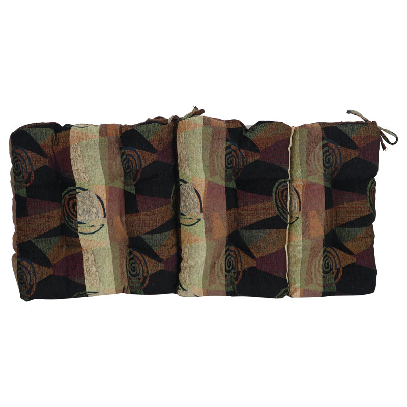 Jacquard Chenille Tufted Seat/Back Chair Cushion, Brown/Black Abstract, 22" W x 21" D