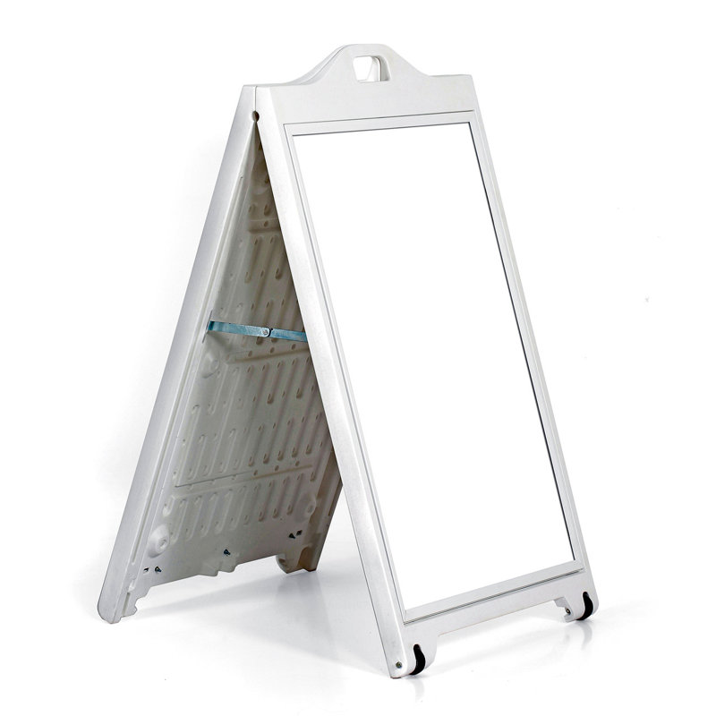 White Double-Sided Sidewalk A-Frame Sign w/ Protective Lens 24"x36"