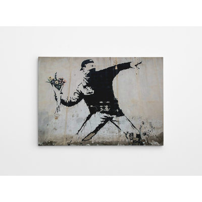 Superbe peinture décorative sur toile Banksy, 19,7 po x 27,6 po | 100% toile, cadre en bois | Impression numérique pour décoration intérieure moderne, unique et accrocheuse