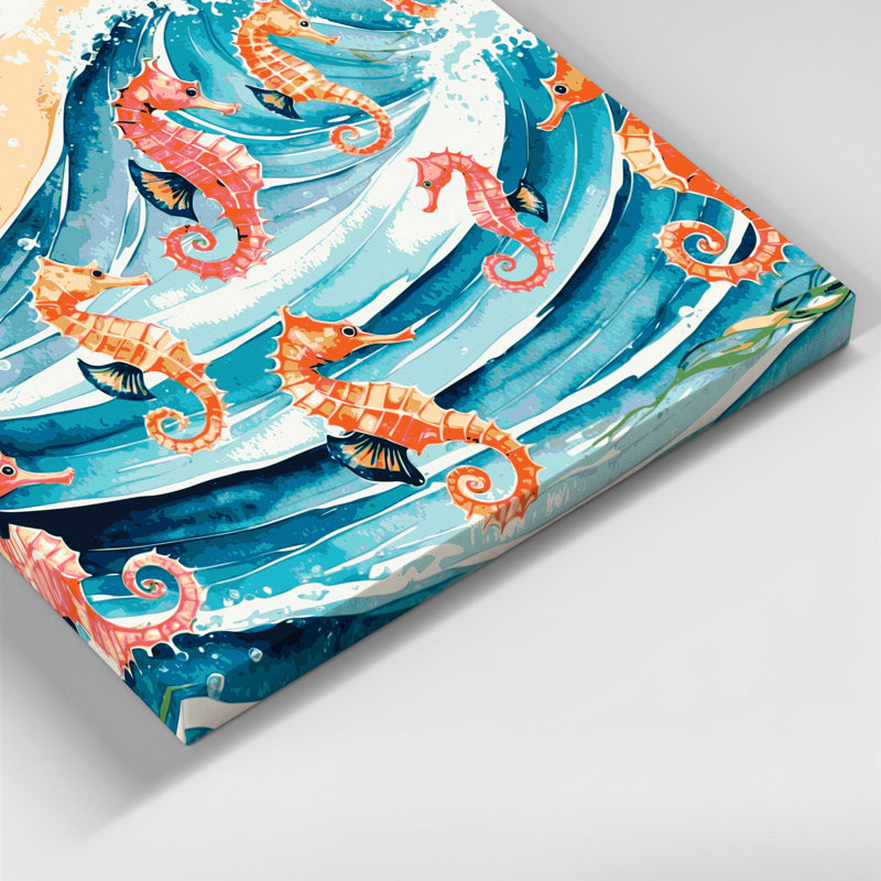 Hippocampe hawaïen, art mural sur toile blanche, H 12 po x l 18 po