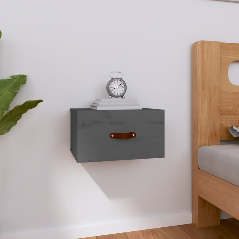 Kashina 40cm W Solid Wood Bedside Table, Grey