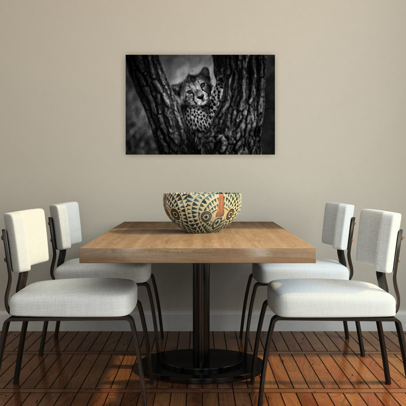 «Curious Cheetah Cub Abstract Contemporary Landscape Nature», reproduction d'art murale, H 24 po x l 36 po