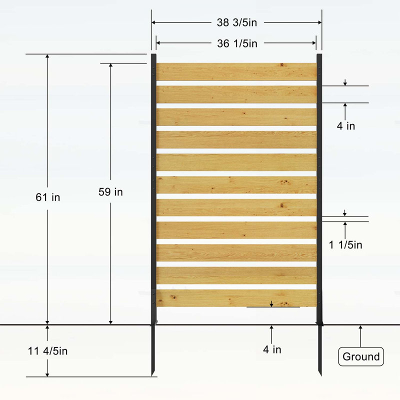 Paravent d'extérieur en bois, 72" H x 45" W x 15.8" D