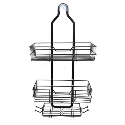Bathroom Shower  Hanging - 3-Tier Organizer with Soap Holder & 4 Hooks for Towels, Sponge