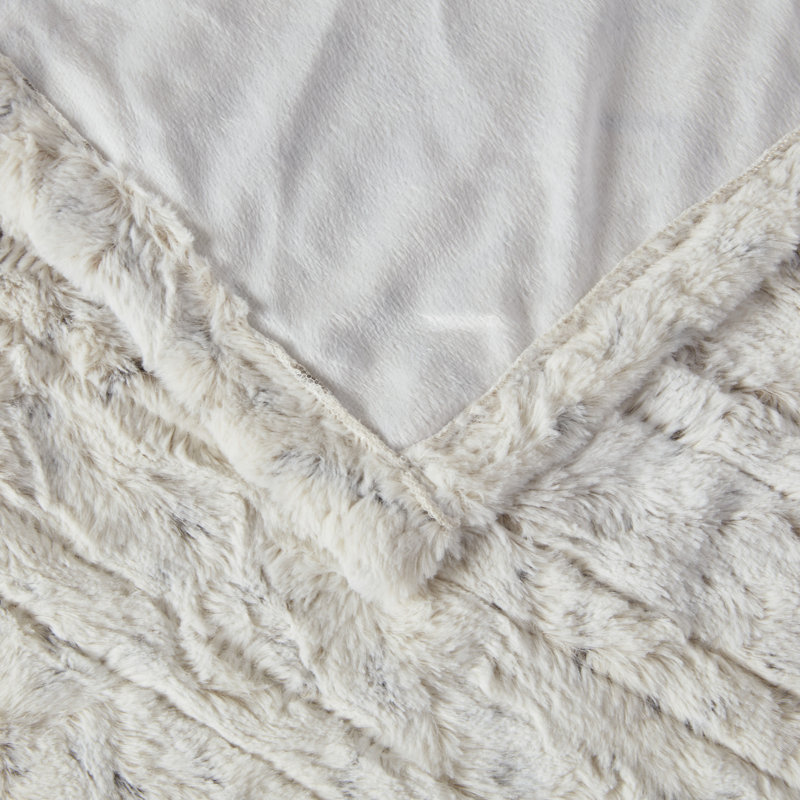Beautyrest Zuri Oversized Heated Faux Fur Throw, Snow Leopard  Animal Print