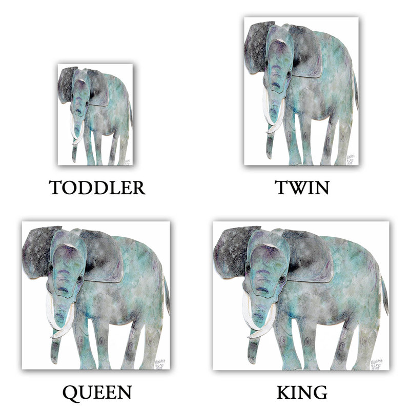 Ensemble de housse de couette éléphant, 1 housse + 2 taies très grand lit