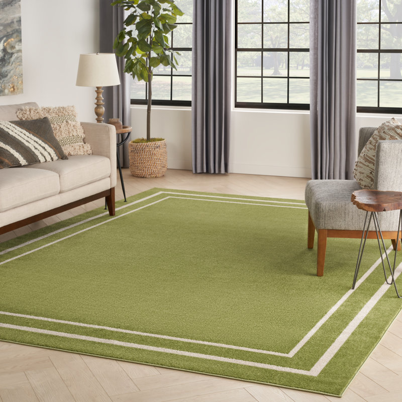 Carbie Abstract Machine Woven Chenille Indoor/Outdoor Area Rug in Green, Rectangle 8' x 10'