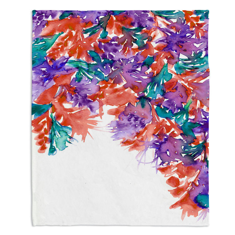 Couverture sherpa douce cascade floral ii, l 51 po x L 60 po