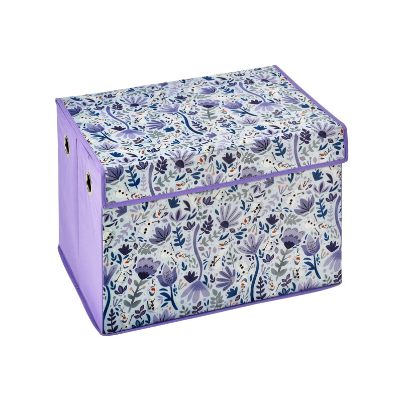 Disney Frozen Large Fabric Storage Box with Flip-Top Lid - Durable, Collapsible Toy Chest for Kids' Books, Treasures, and Toys - Perfect for Bedroom and Playroom Organization