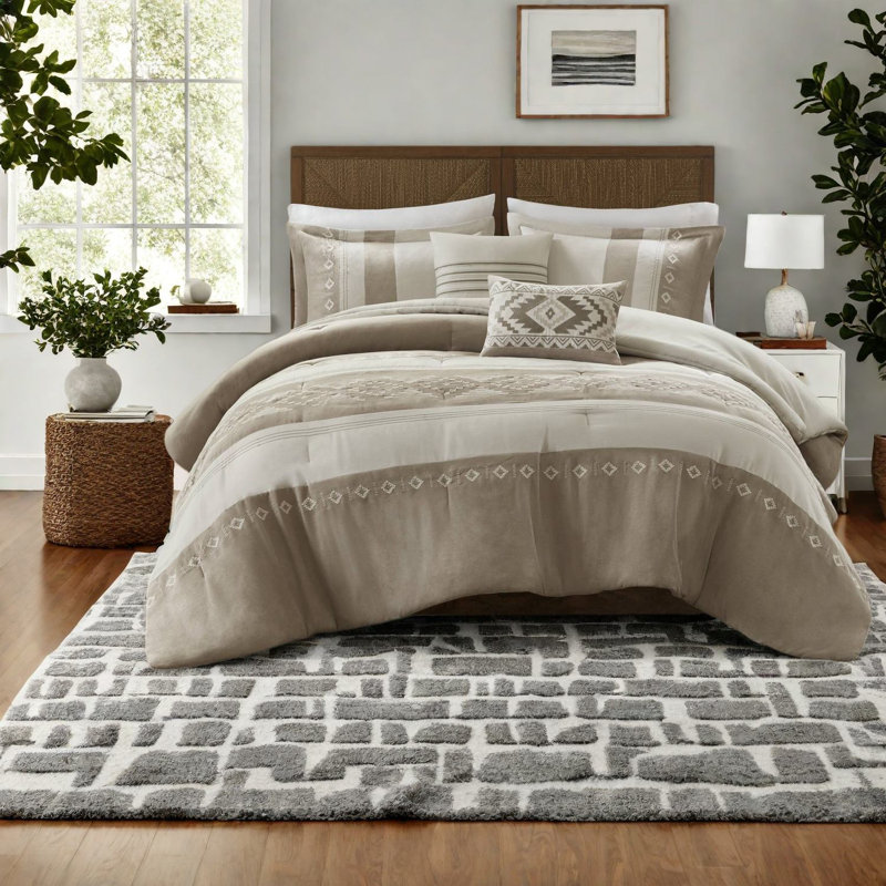 Cozy 5-piece Bedding Sets, Polyester Microsuede, American Heritage Style