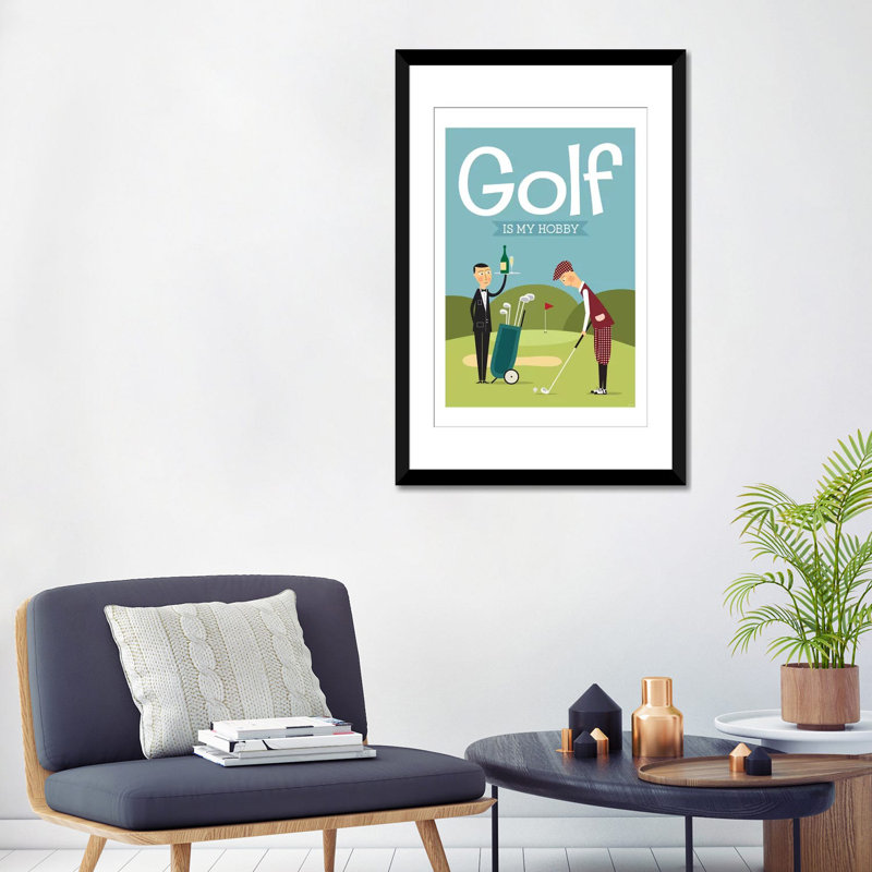 «Golf» par TomasDesign, impression sur toile, H 32 po x l 24 po x P 1 po, Papier d'art encadré noir, Blanc