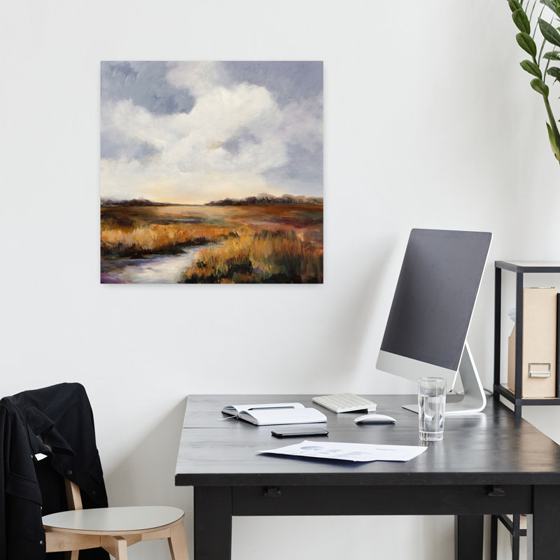 Amber matin art abstrait paysage naturel, H 18 po x l 18 po
