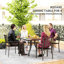 Square Tempered Glass Patio Dining Table with Umbrella Hole