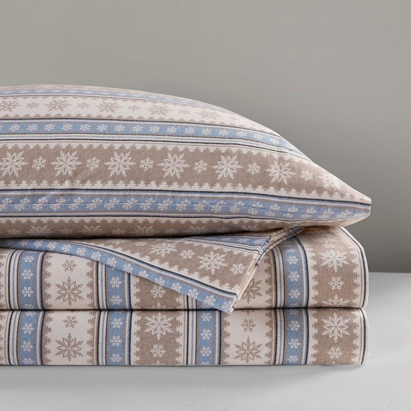 Ensemble de draps Gracie Mills Kayce, Ensemble literie pour lit simple, Flocon de neige bleu