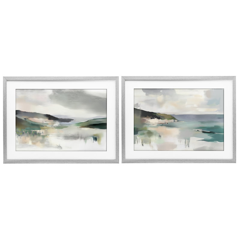 "Abstract Wild Rhythms", ensemble de 2 reproductions encadrées sous verre, design par Mona Grace, H 17 po x l 23 po