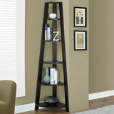 Hewitt Triangular Laminate Bookcase with 5 Shelves Space Saving Contemporary Etagere for Office, Bedroom Corner Spaces