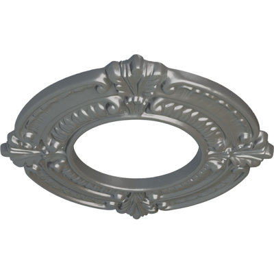 Endurathane Benson Ceiling Medallion, 9"OD x 4 1/8"ID x 5/8"P (Fits Canopies up to 4 1/8"), Hand-Painted Silver Finish