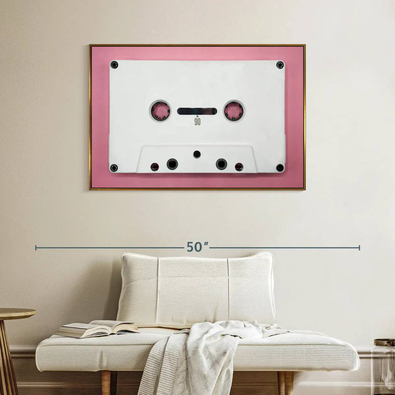 Cassette blanche, 40 po x 27 po, Cadre flottant doré