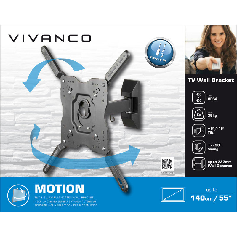 Vivanco Single Screen Wall Mount, 258cm H x 34.6cm W