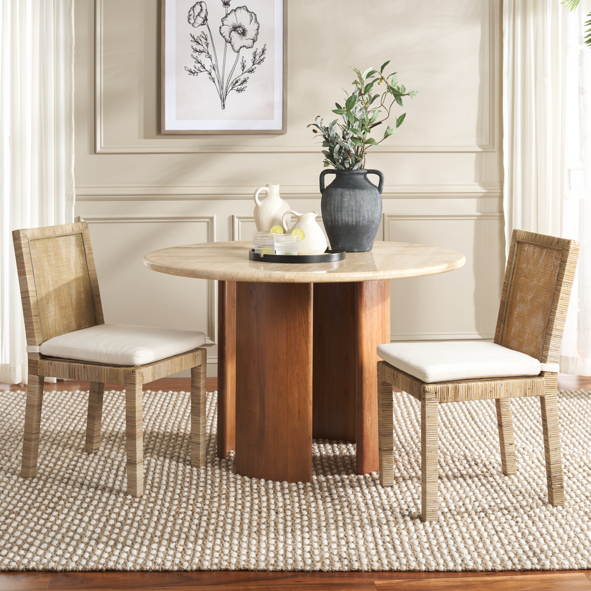 Elaina Woven Side Chair, Gray, White