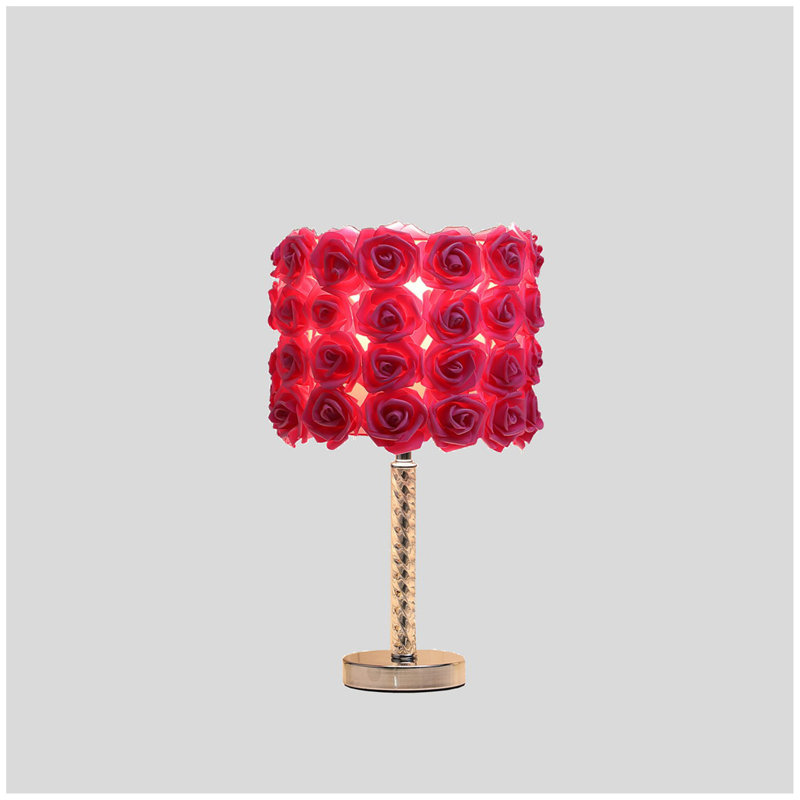 Everitt 18.25" Roses in Bloom Acrylic / Metal Table Lamp, Red