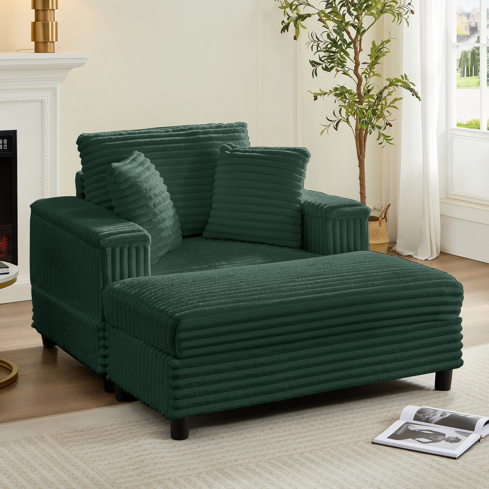 Ebern Designs Oversized Chaise Lounge Chair Indoor With Ottoman, 43