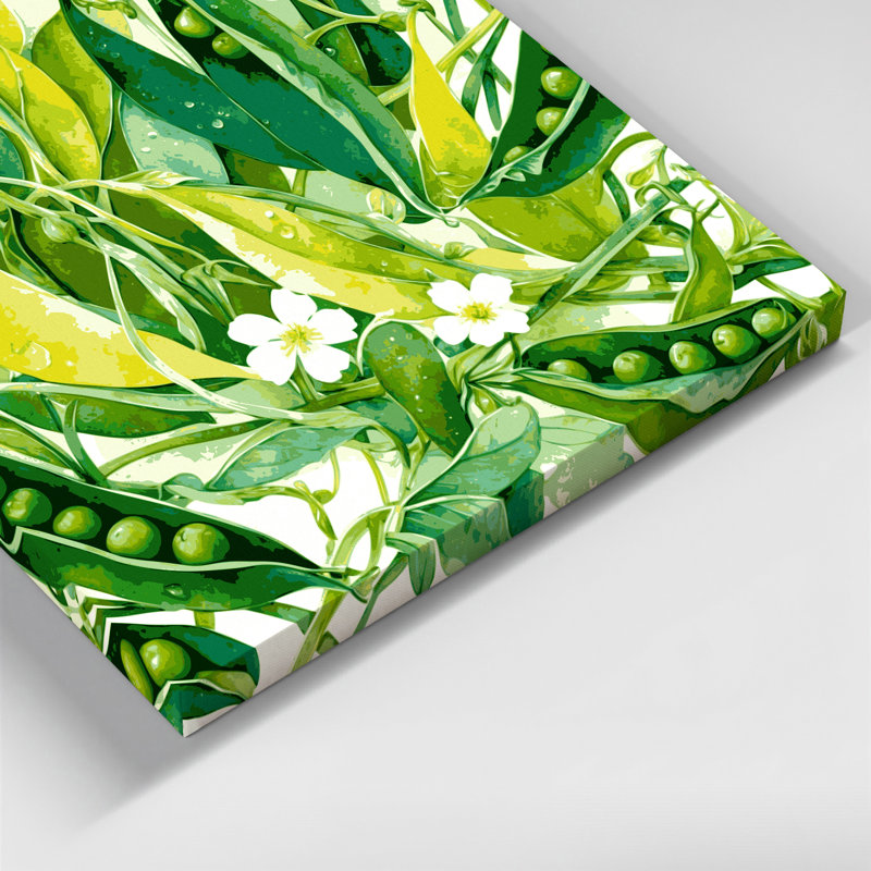 Légumes, pois verts sur toile, art mural, H 16 po x l 20 po