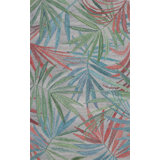 Palm Party Hand Tufted PET Indoor/Outdoor Rug in Gray/Blue/Pink