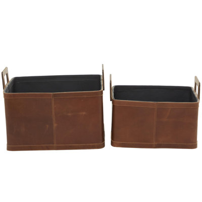 Handmade Leather Storage Baskets