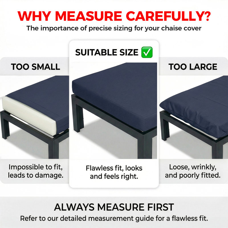 Custom Cushion Cover,  Only Covers, 2Pcs Outdoor Chaise Lounge Cushion Cover, Denim Blue